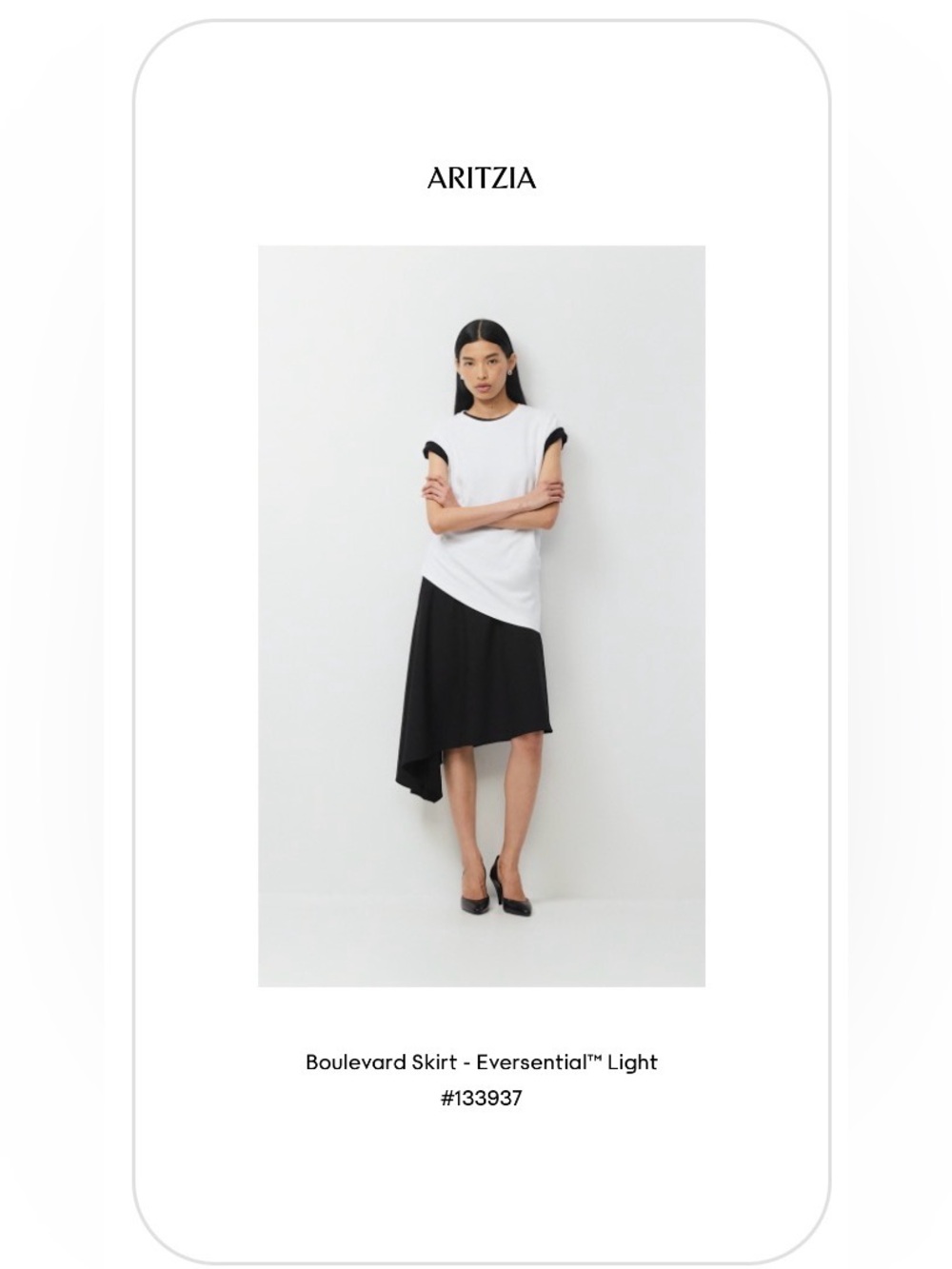 Aritzia Boulevard Asymmetric Black Skirt size 8